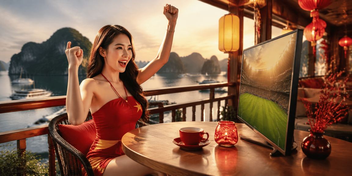 Khách du lịch và người chơi tại Hạ Long thưởng thức cà phê và chơi cá cược esports trên điện thoại